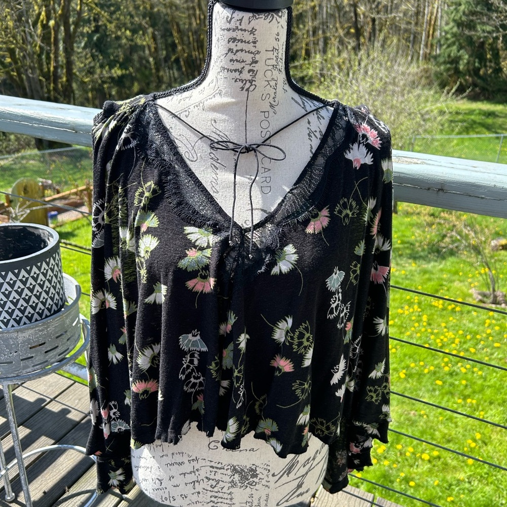 Floral Black Women's Top